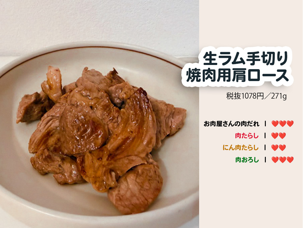 生ラム手切り焼肉用肩ロースチャート