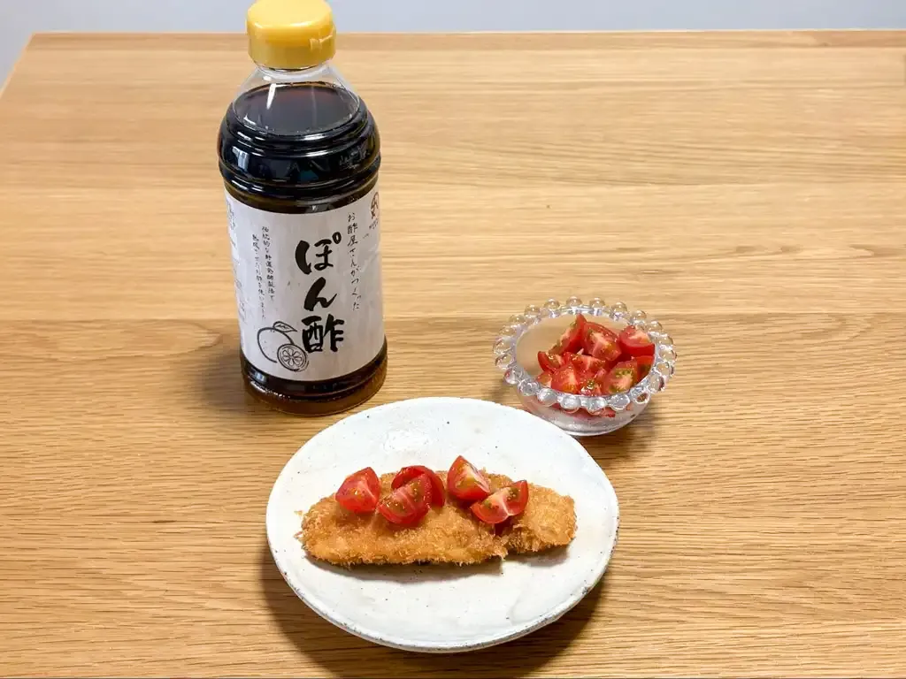 アジフライ×ぽん酢×トマト