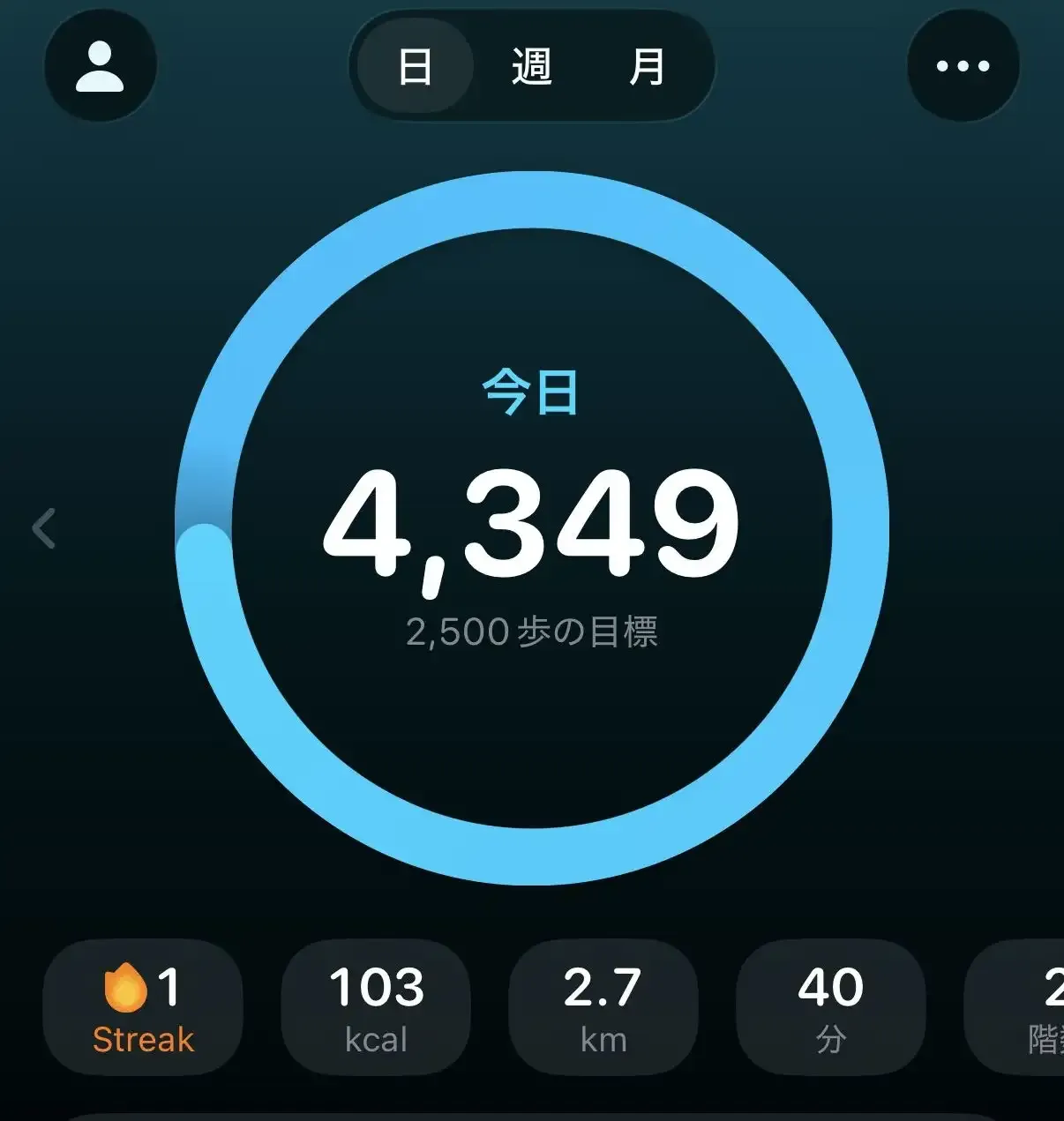 ここまでの歩数