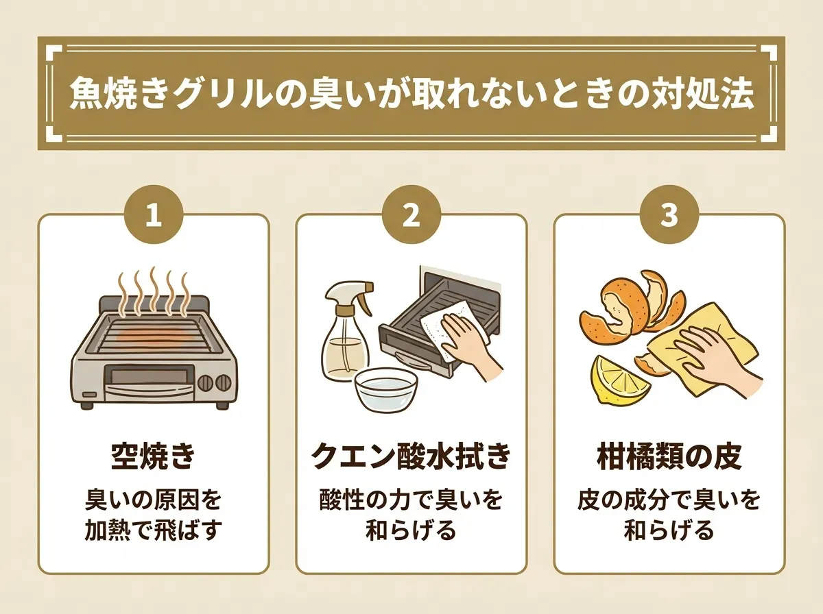 魚焼きグリルの臭いが取れないときの対処法