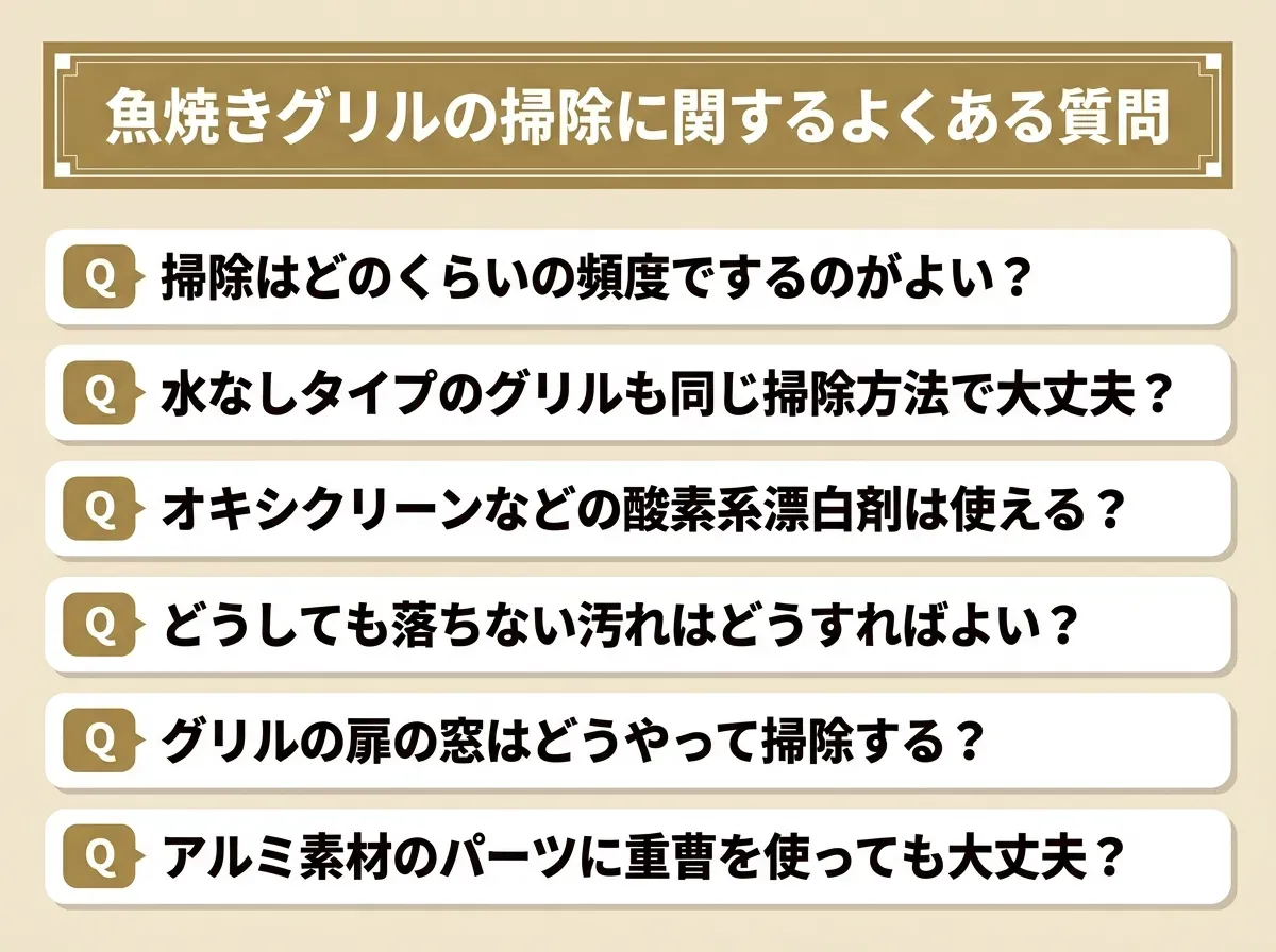 魚焼きグリルの掃除に関するよくある質問