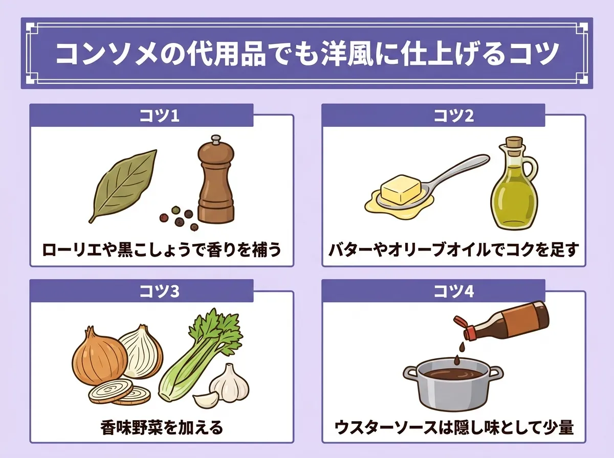 コンソメの代用品でも洋風に仕上げるコツ
