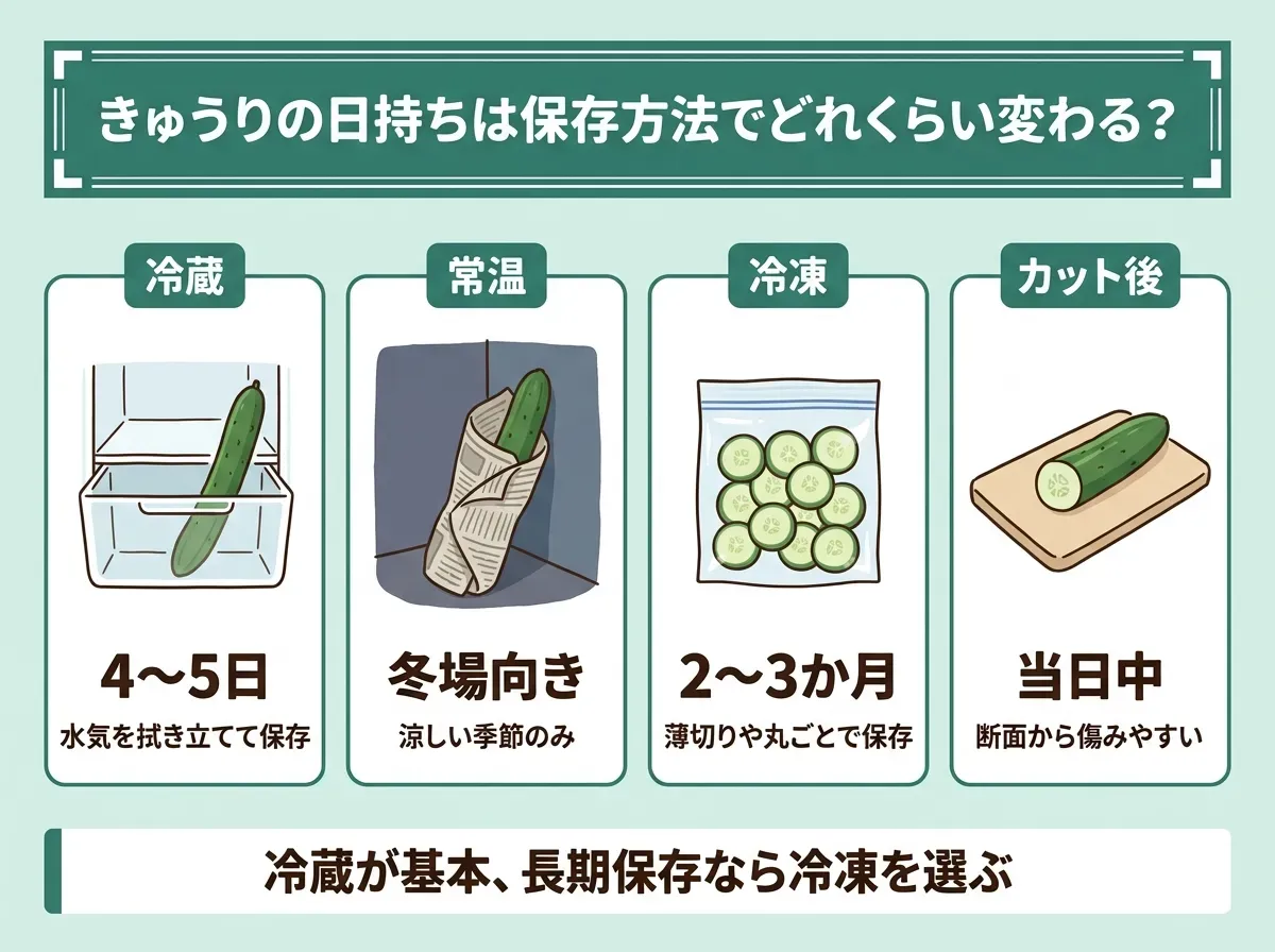 きゅうりの日持ちは保存方法でどれくらい変わる?