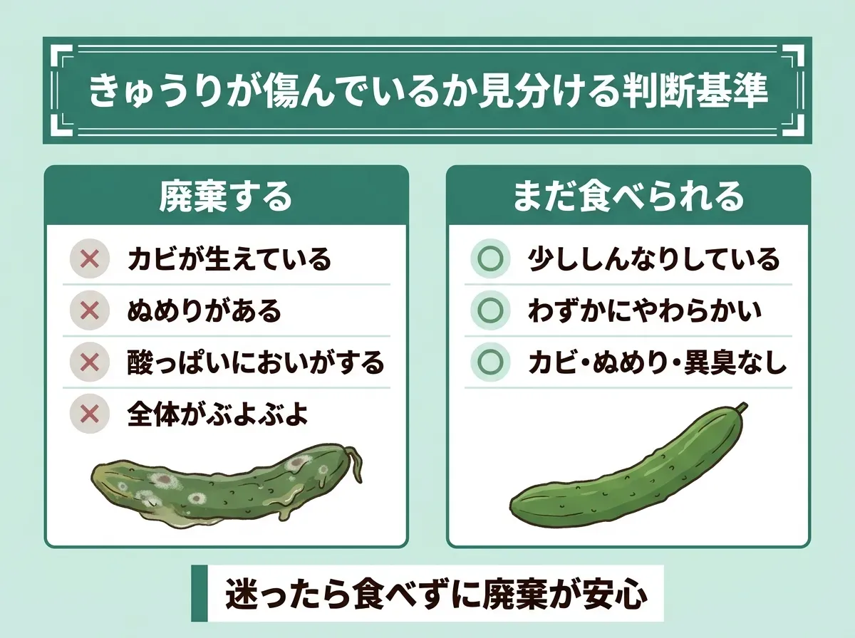きゅうりが傷んでいるか見分ける判断基準