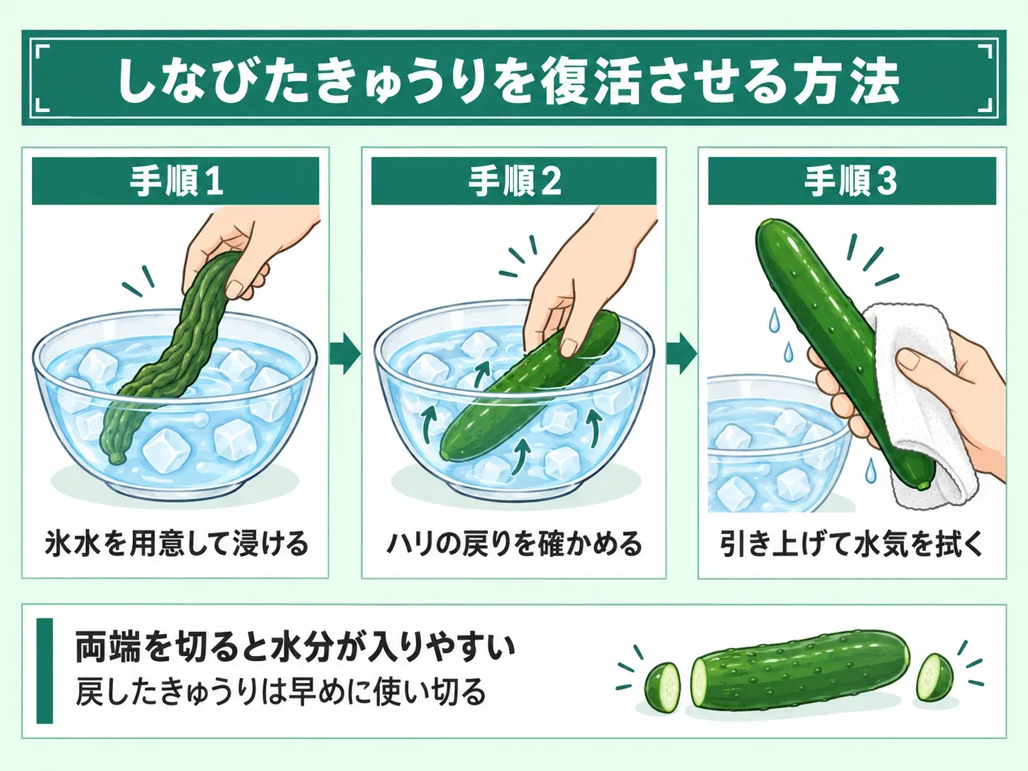 しなびたきゅうりを復活させる方法