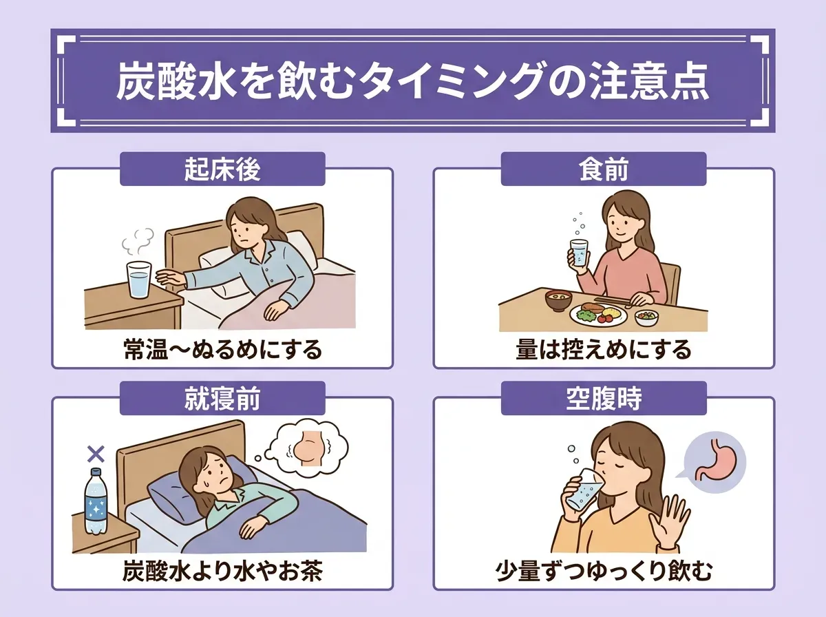炭酸水を飲むタイミングの注意点