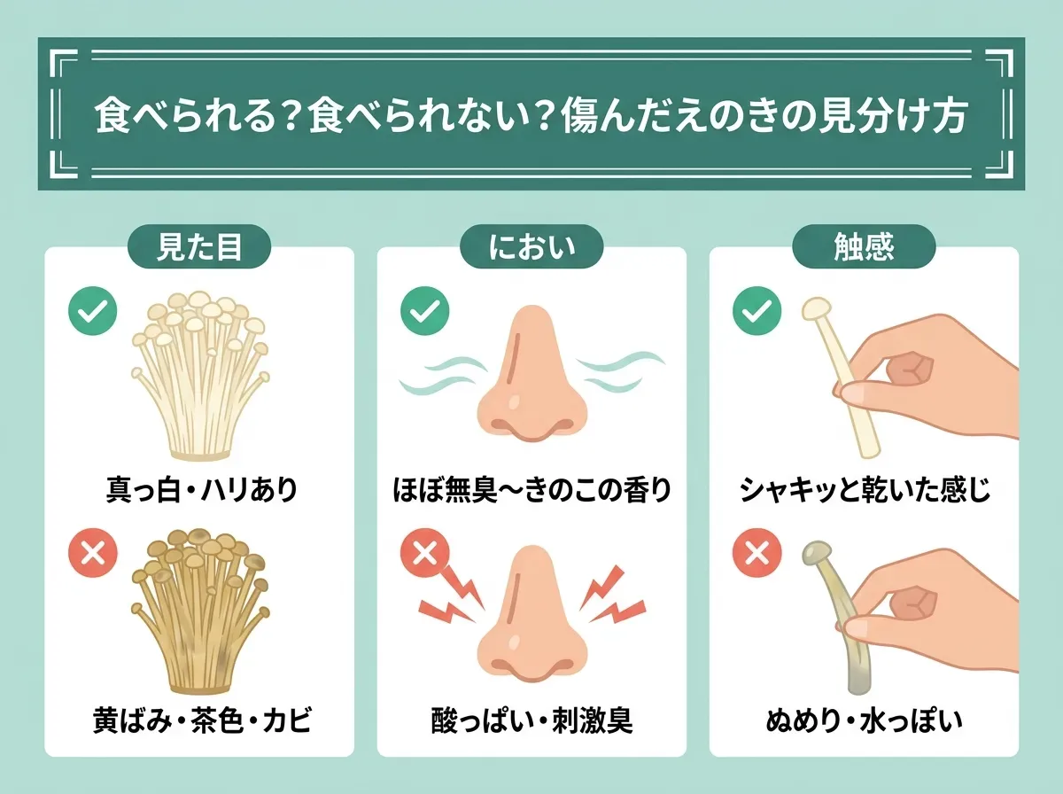 食べられる?食べられない?傷んだえのきの見分け方