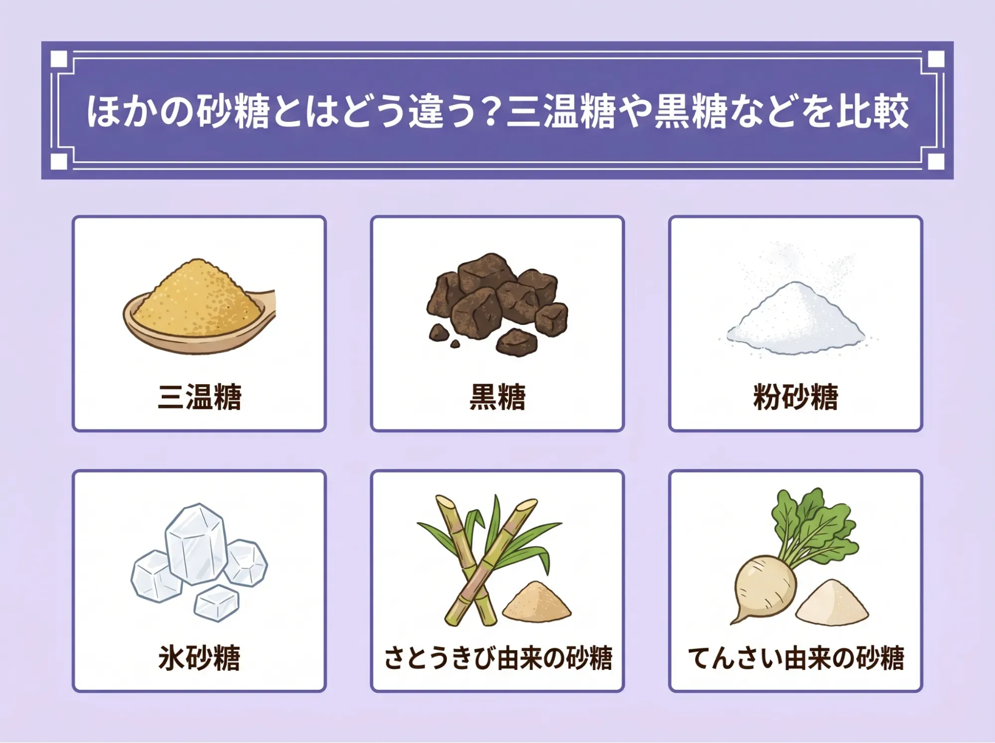 ほかの砂糖とはどう違う?三温糖や黒糖などを比較