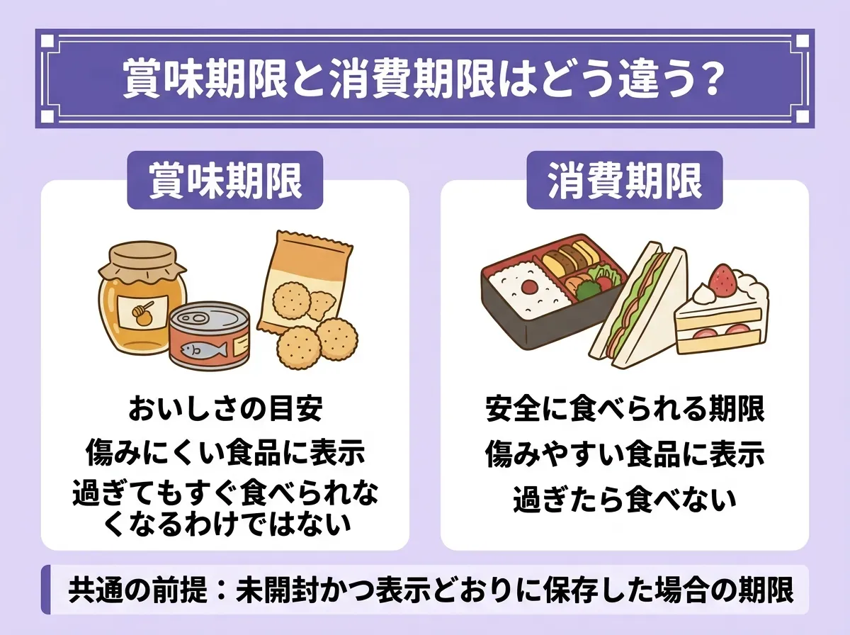 賞味期限と消費期限はどう違う?