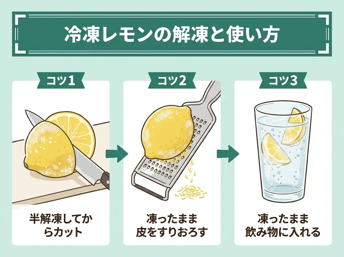 冷凍レモンの解凍と使い方