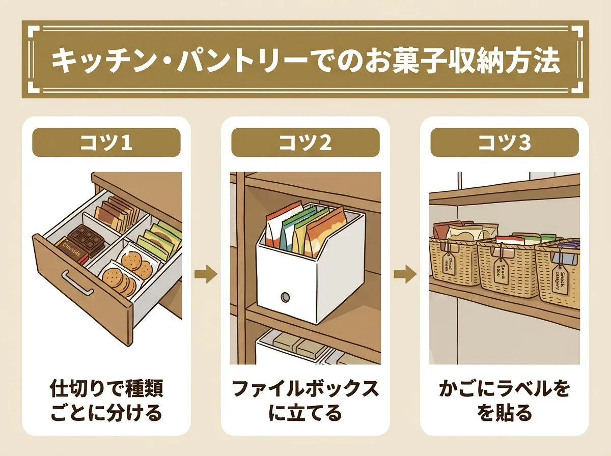 キッチン・パントリーでのお菓子収納方法