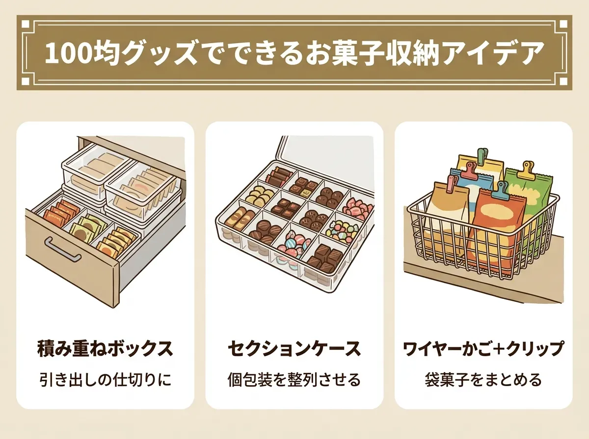 100均グッズでできるお菓子収納アイデア
