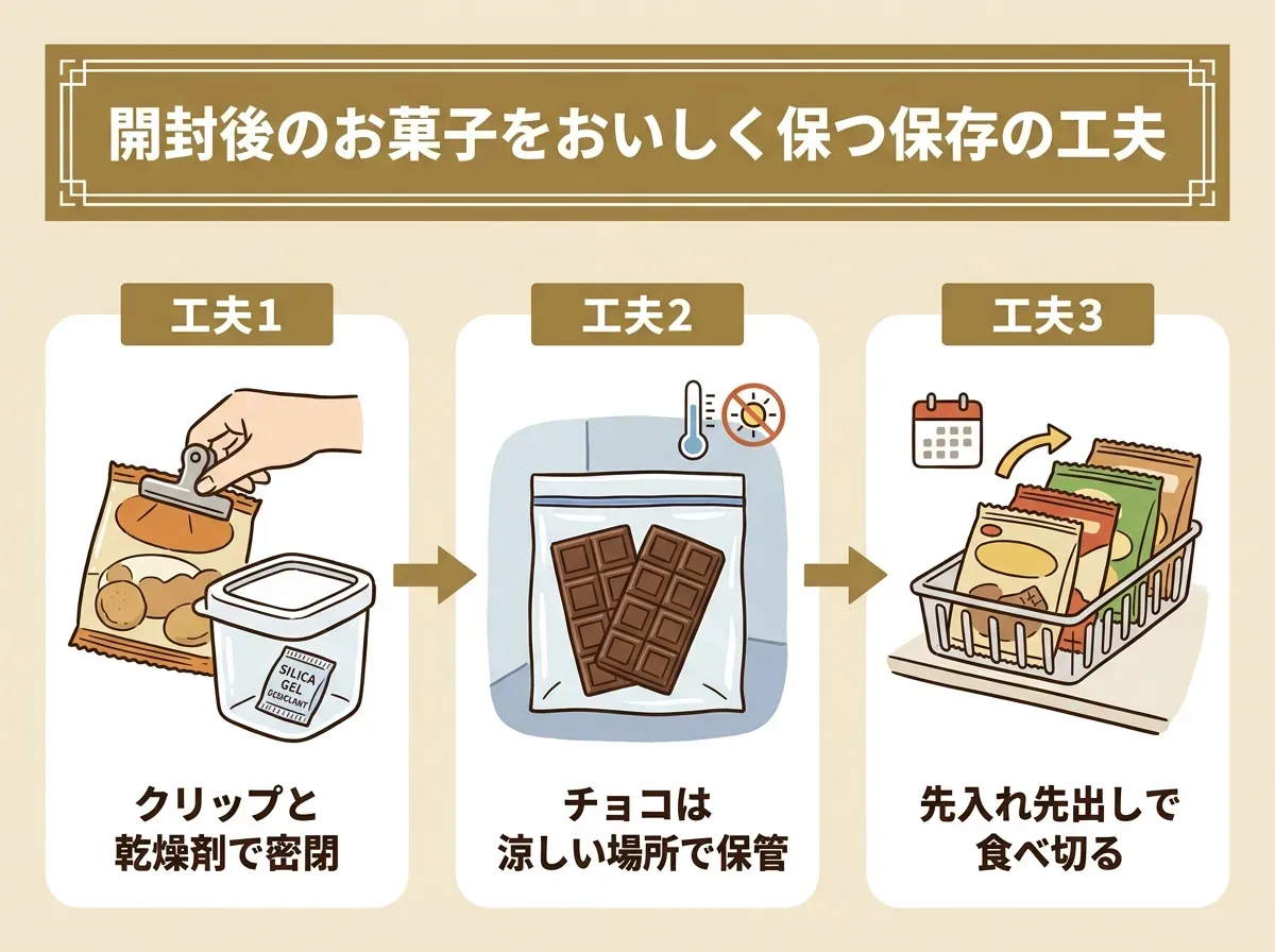 開封後のお菓子をおいしく保つ保存の工夫