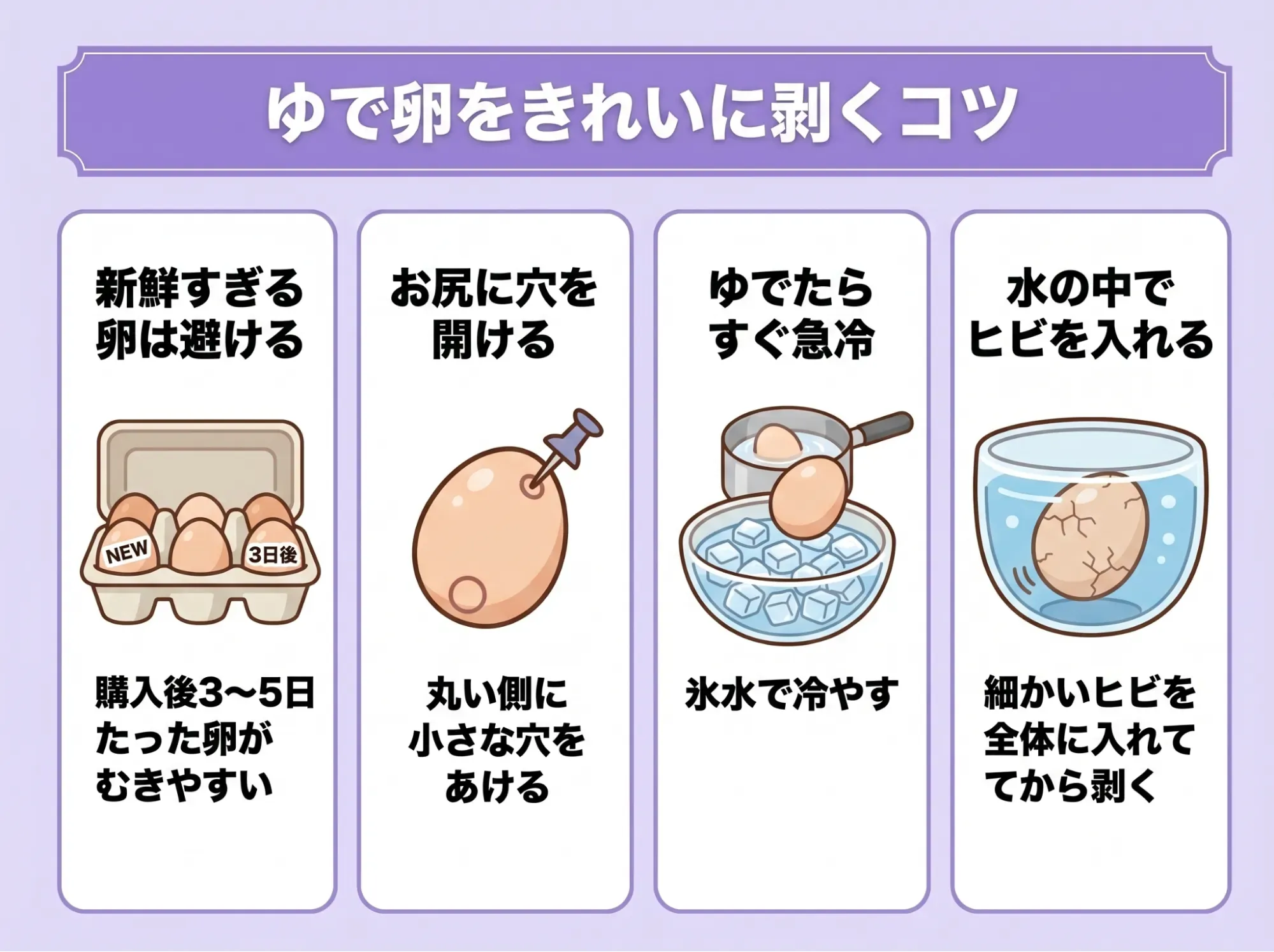 ゆで卵をきれいに剥くコツ