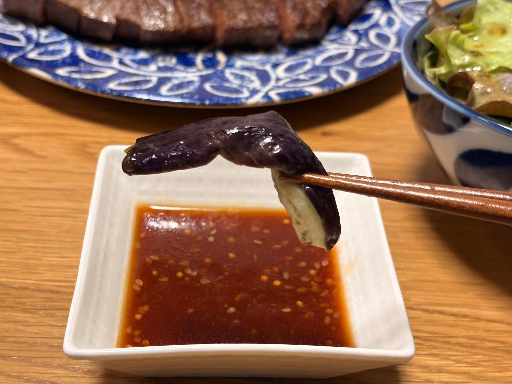 ロピア お肉屋さんの肉だれ「赤」×焼きナス