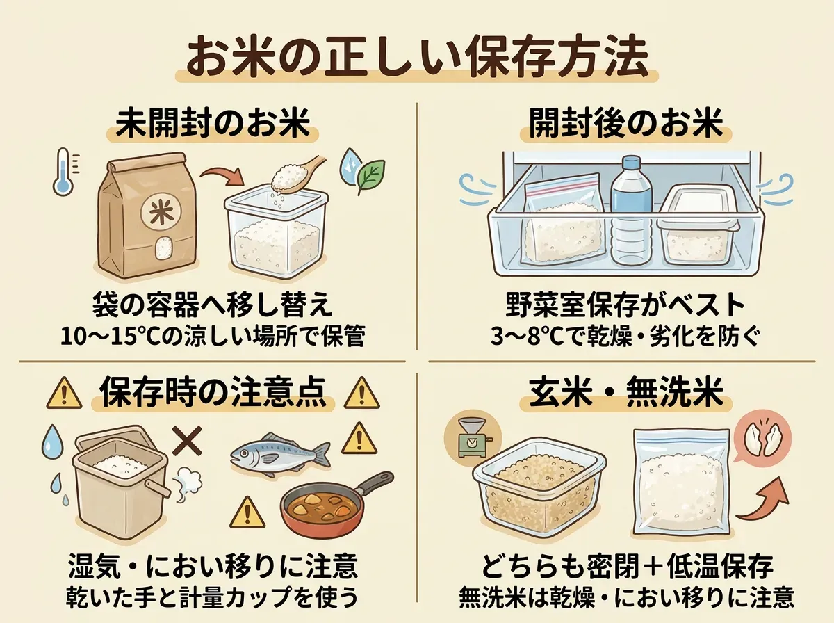 お米の正しい保存方法を状態別に解説