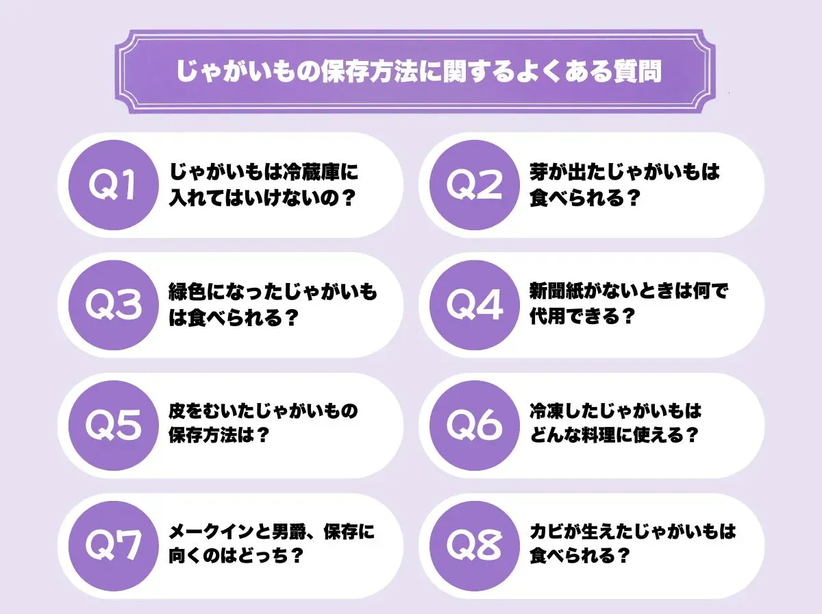 じゃがいもの保存に関するよくある質問
