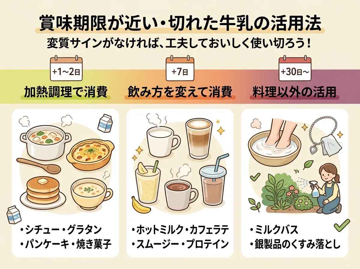 賞味期限が近い・切れた牛乳の活用法