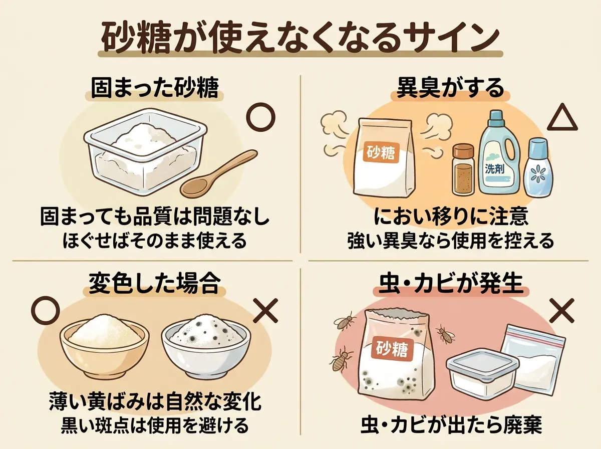 砂糖が劣化する・使えなくなるケース