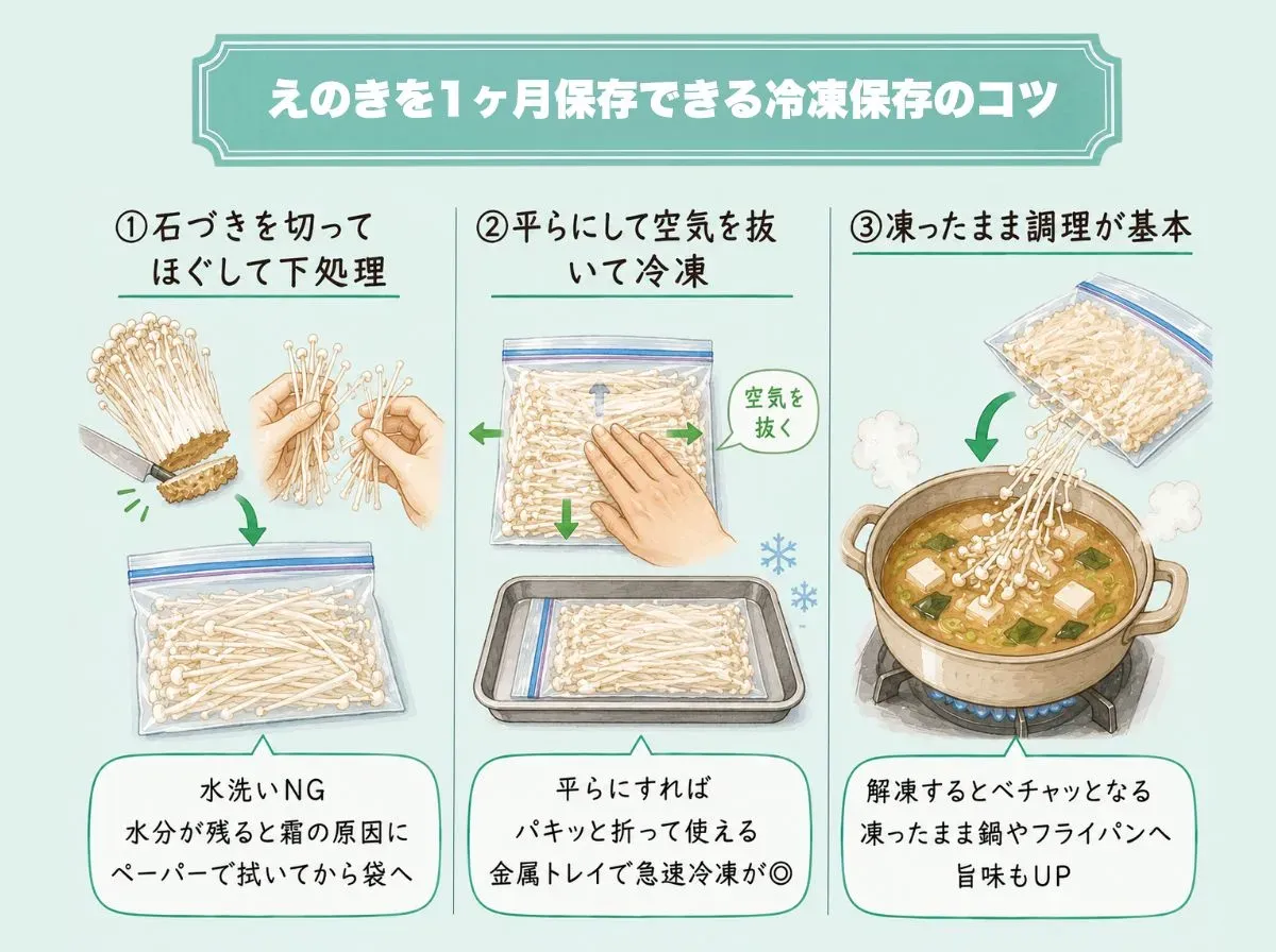 えのきを1ヶ月保存できる冷凍保存のコツ