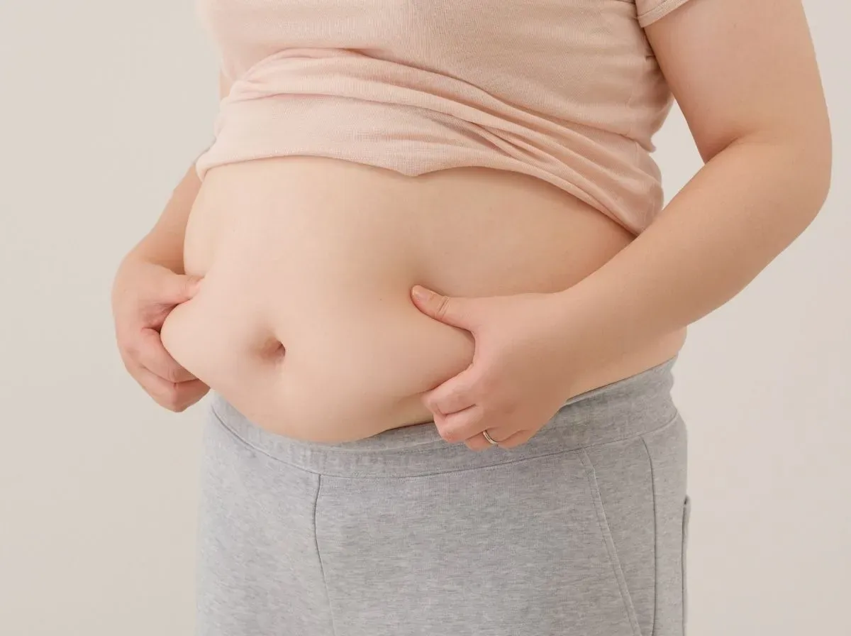 お腹を気にする女性