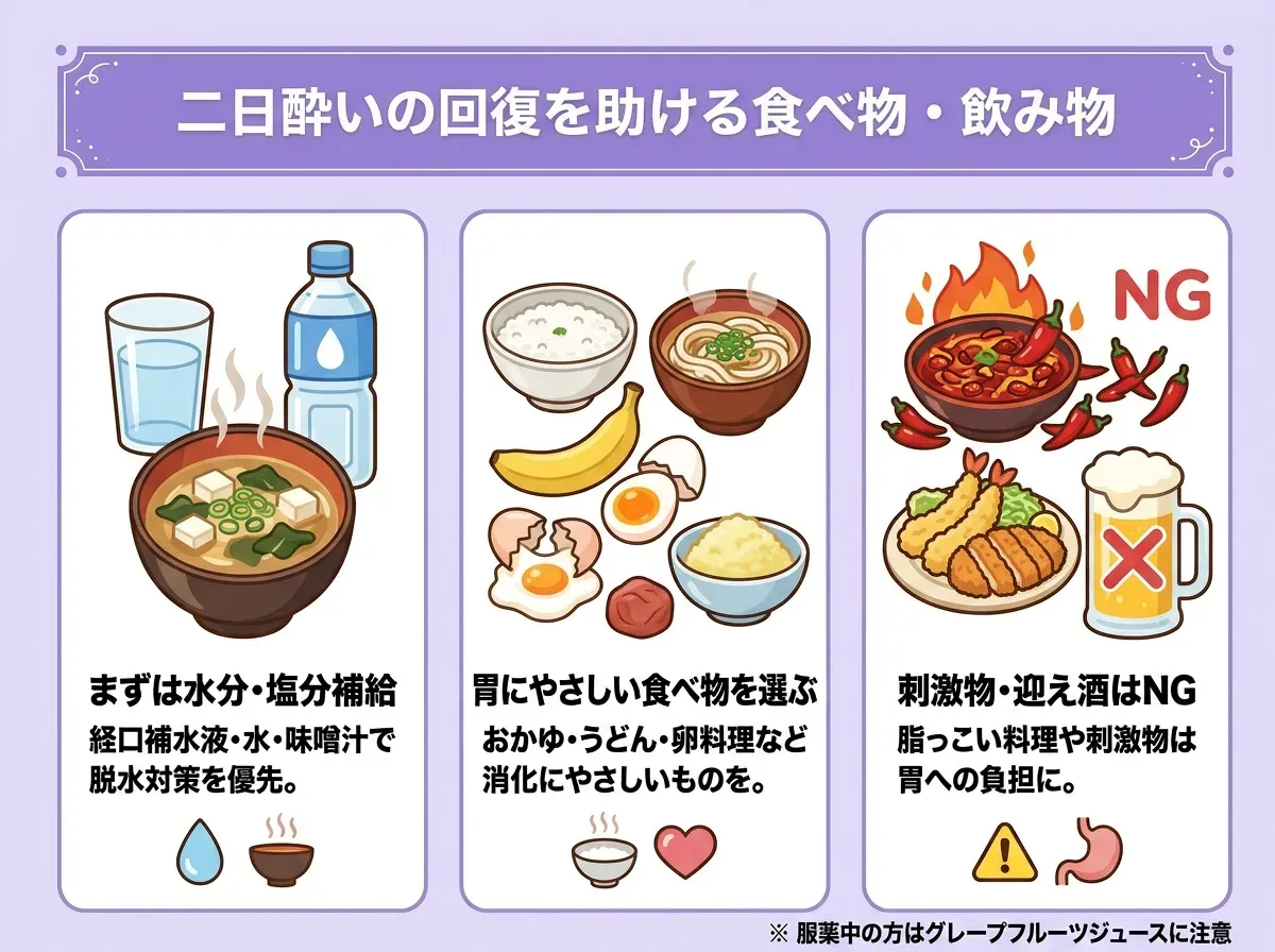 二日酔いに効果的な食べ物・飲み物