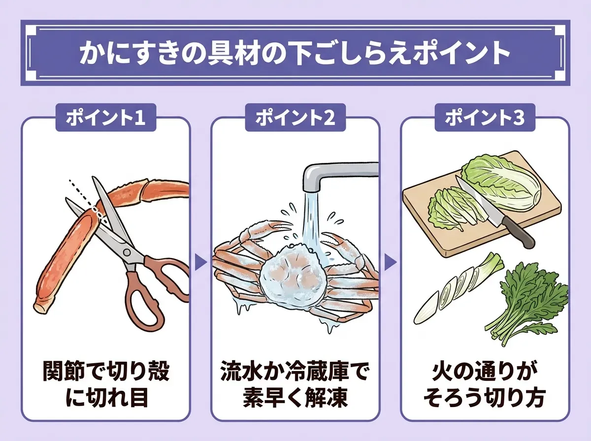 かにすきの具材の下ごしらえポイント