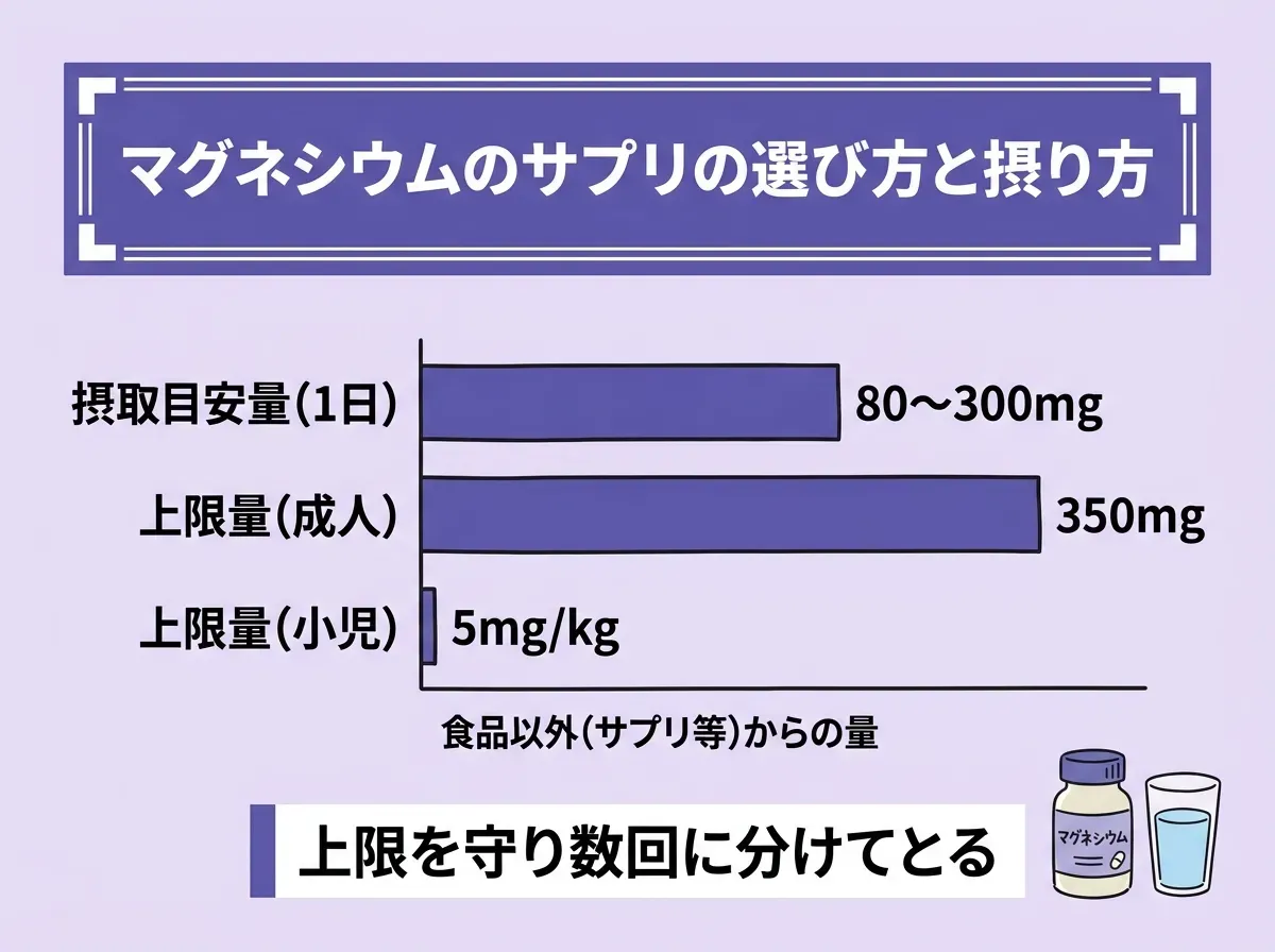 マグネシウムのサプリの選び方と摂り方