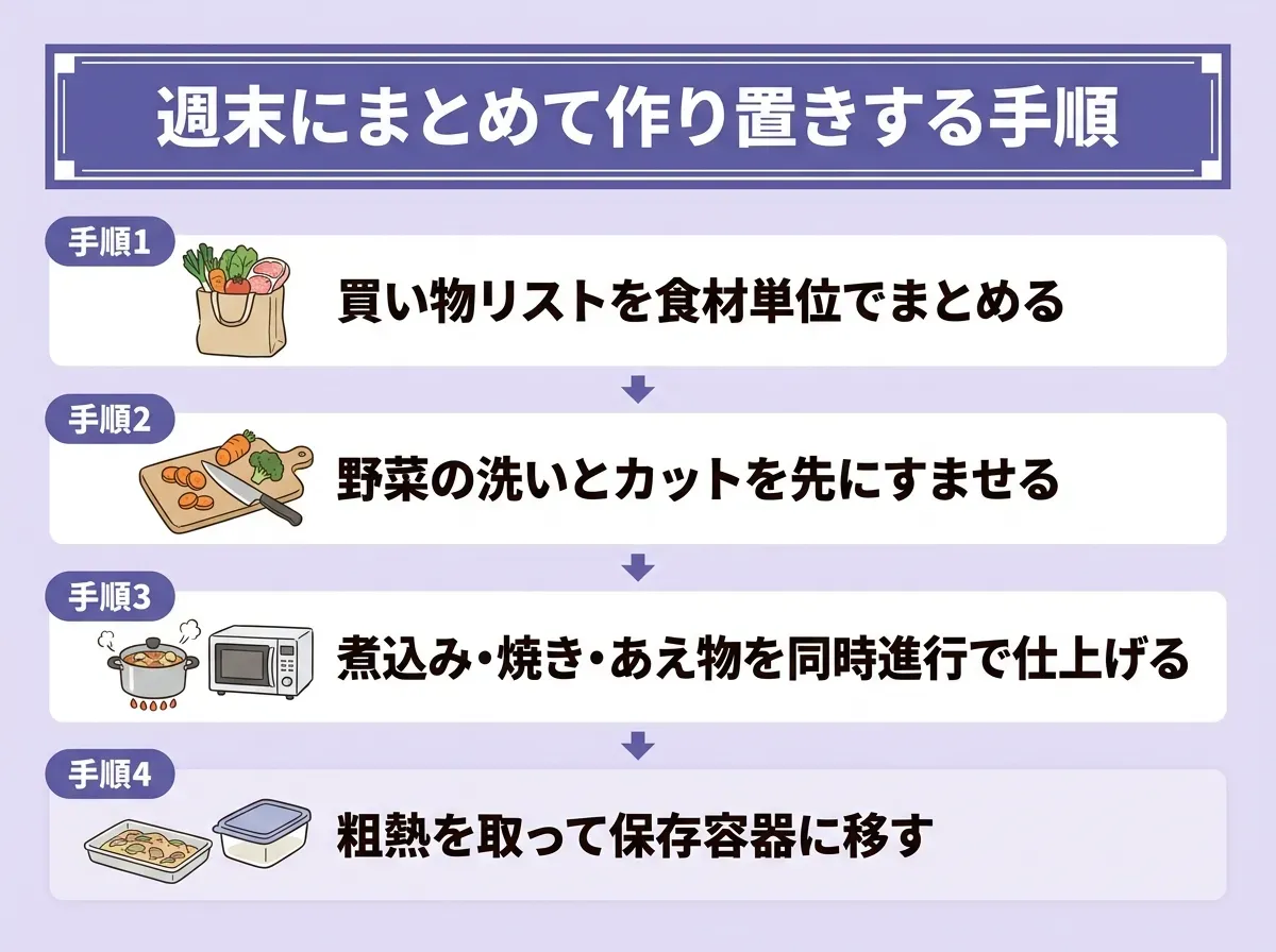 週末にまとめて作り置きする手順