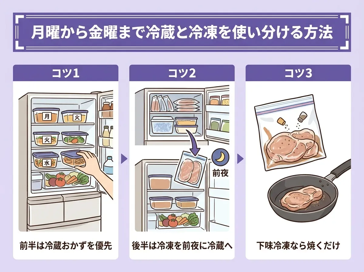 月曜から金曜まで冷蔵と冷凍を使い分ける方法