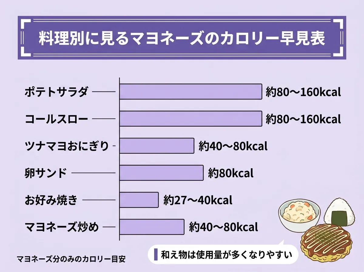 料理別に見るマヨネーズのカロリー早見表