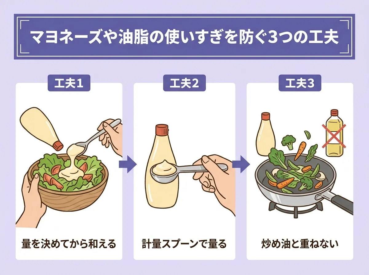 マヨネーズや油脂の使いすぎを防ぐ3つの工夫