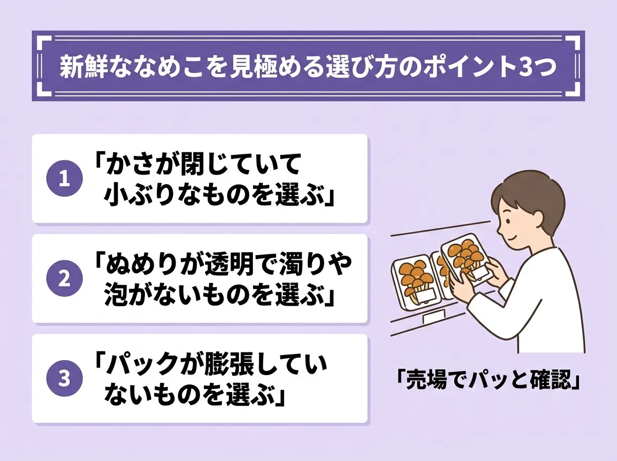 新鮮ななめこを見極める選び方のポイント3つ