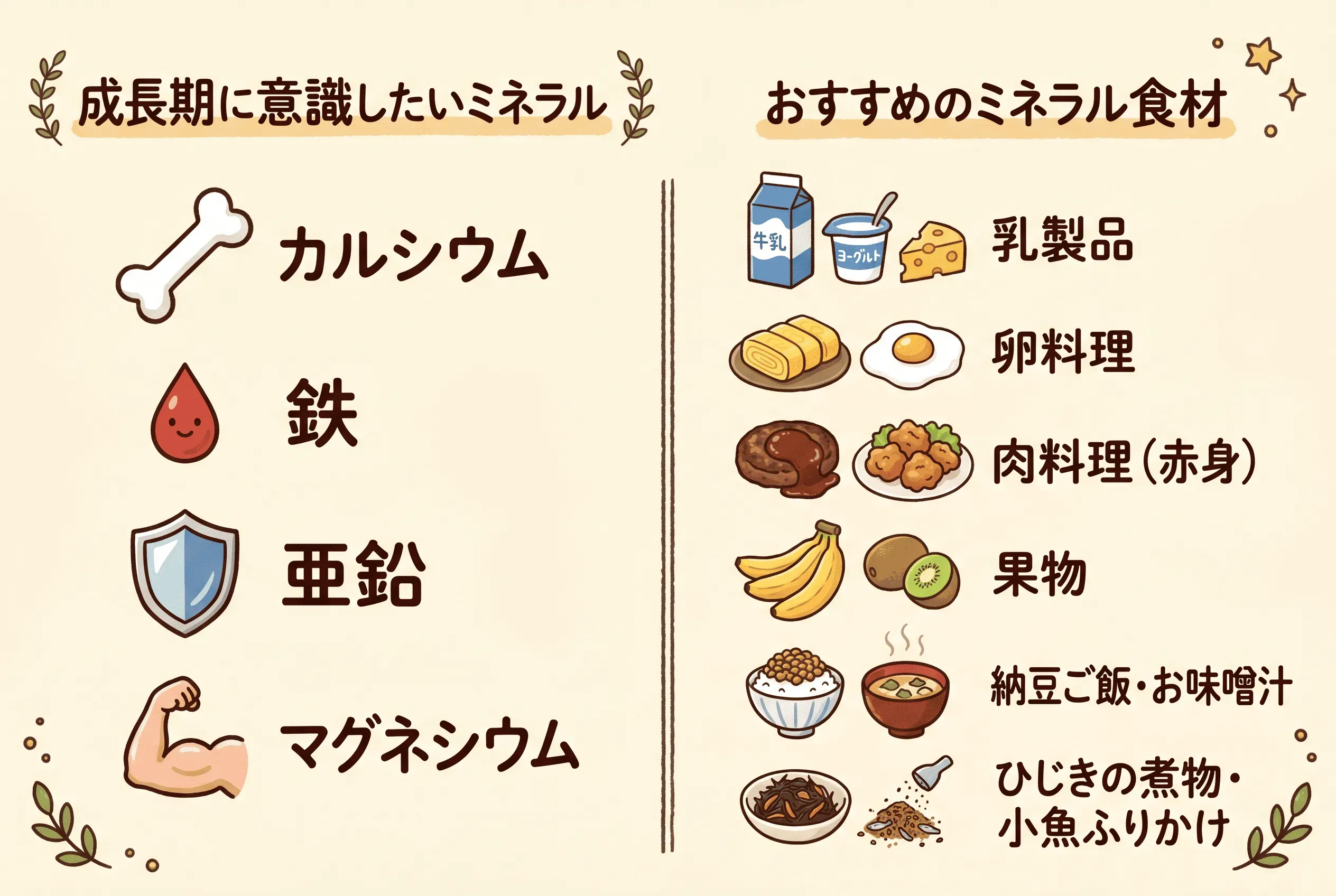 子供におすすめのミネラルを含む食べ物を紹介