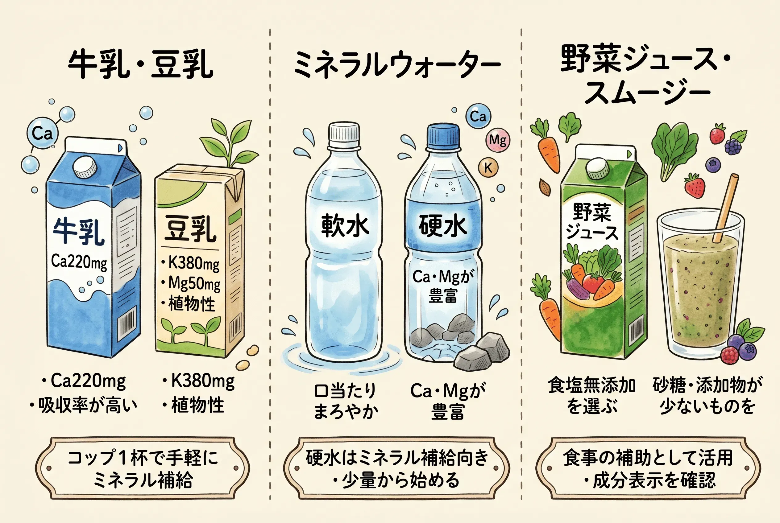 ミネラルを含むおすすめの飲み物を紹介