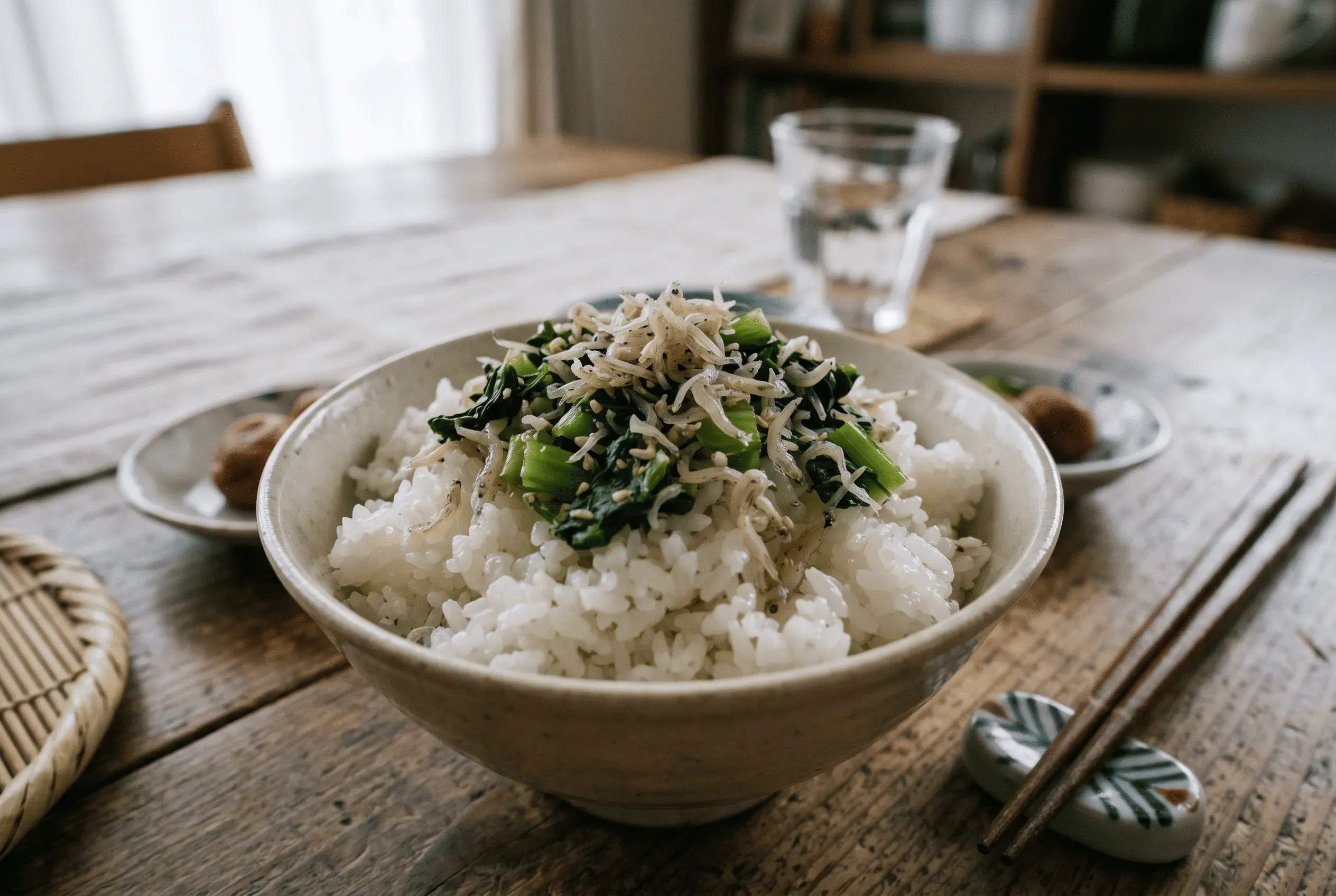 小松菜とちりめんじゃこのご飯
