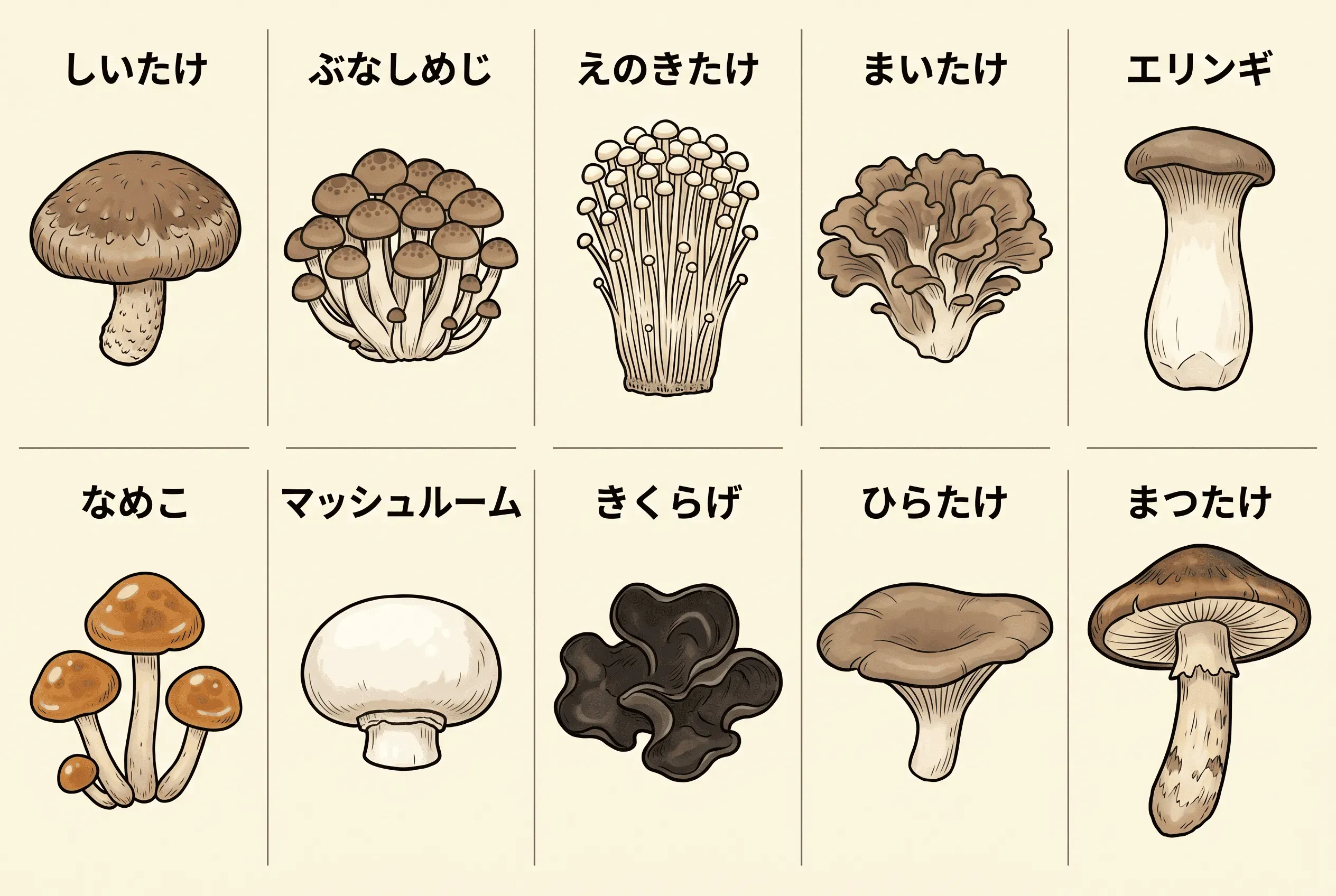 スーパーで買える食用きのこの種類