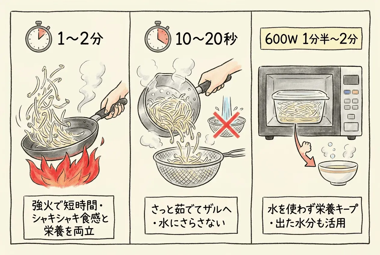 もやしの栄養を逃さない調理法とは?加熱・茹でるときのコツ
