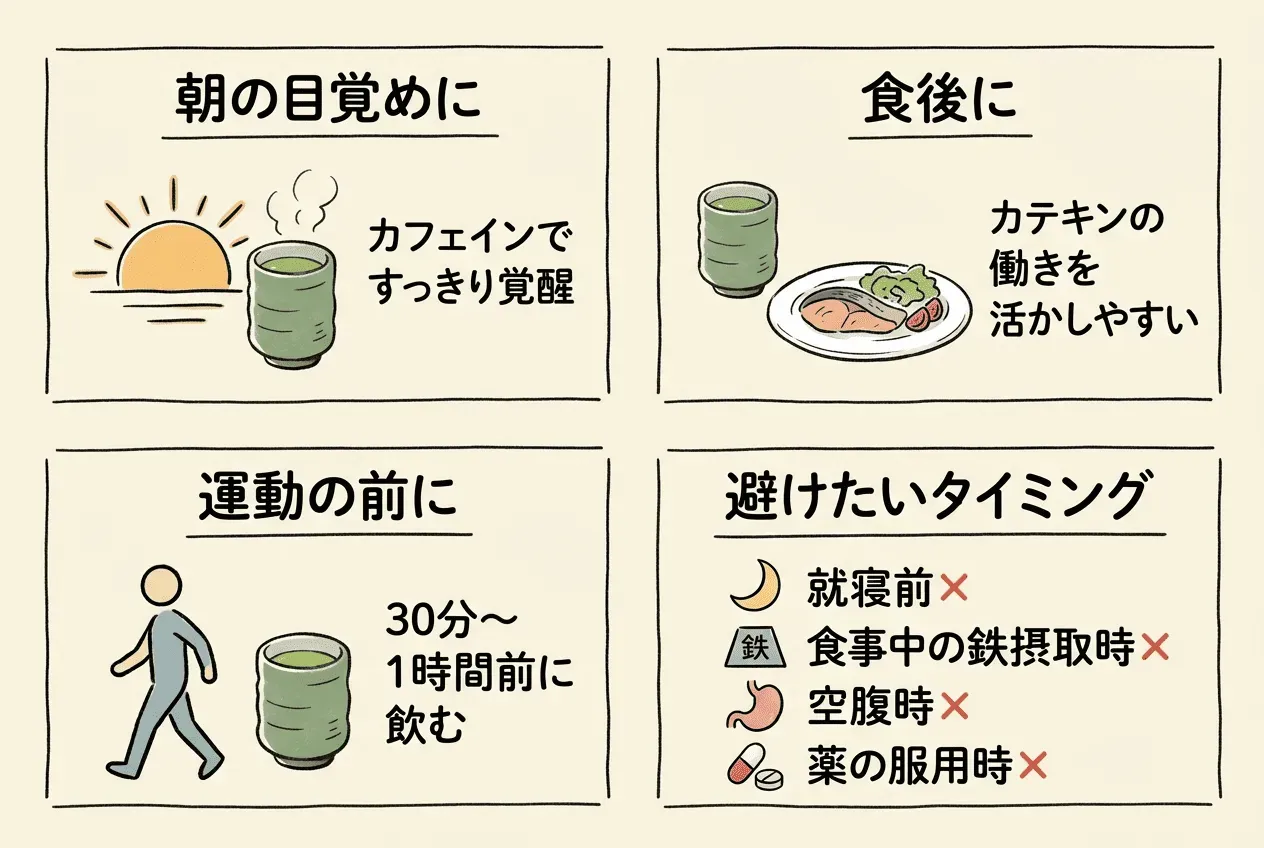 緑茶を飲む効果的なタイミングとは