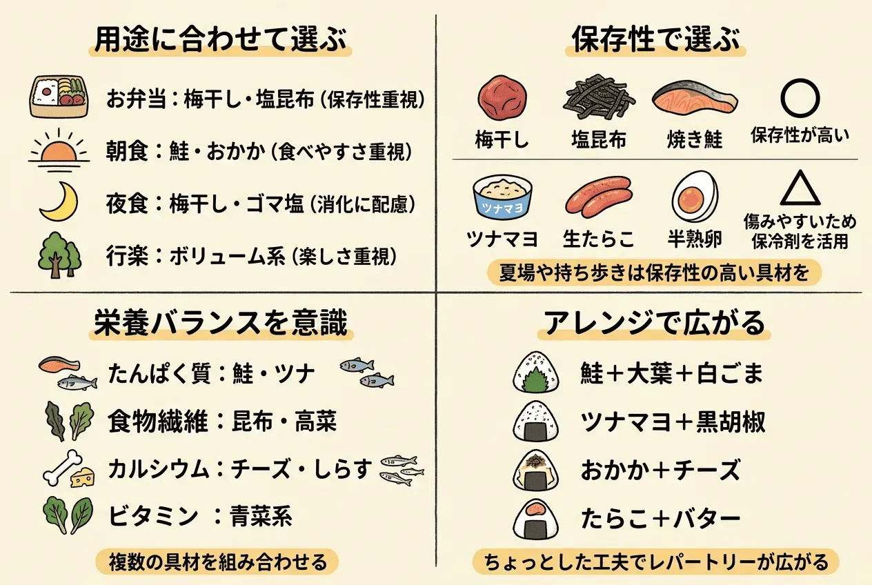 おにぎりの具材を選ぶときのポイント
