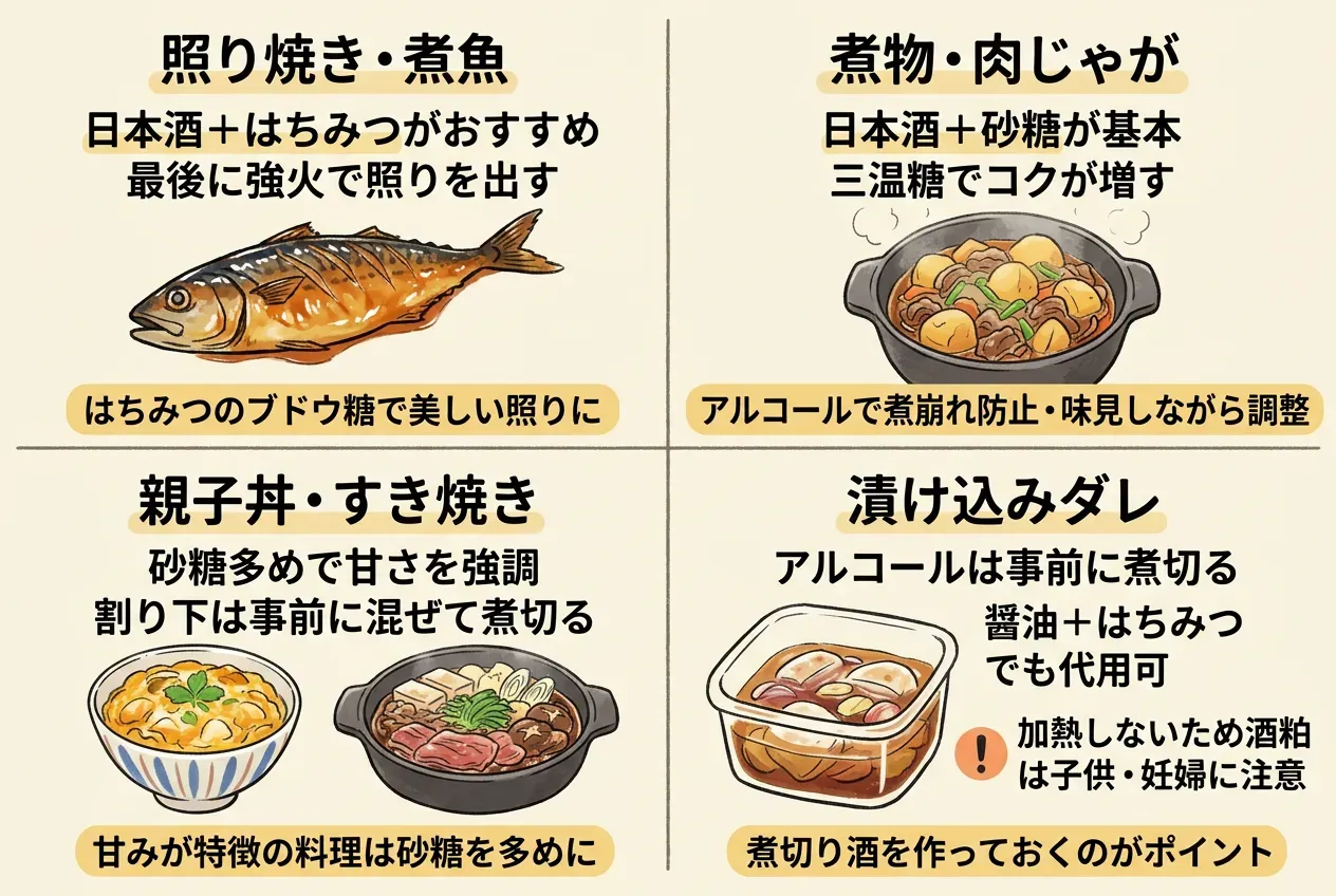 料理別に使い分けたい!みりんの代用方法
