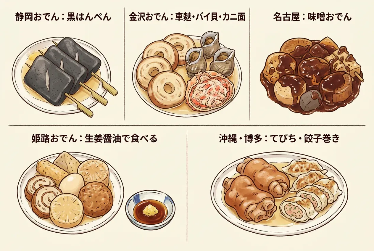 地域で異なるおでんの具材