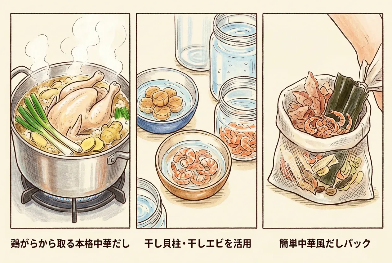 家庭で作れる中華風だしの自作レシピ
