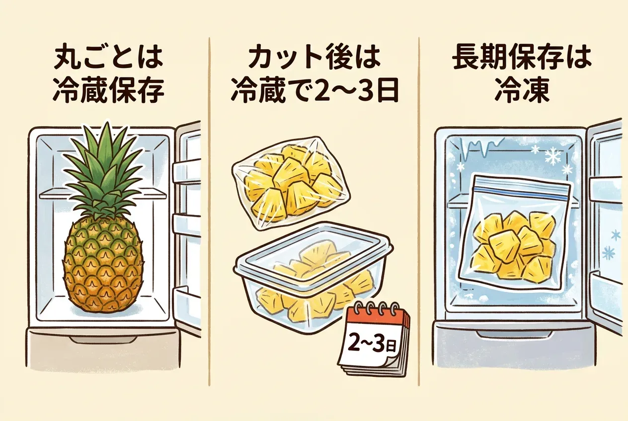 台湾パイナップルの保存方法とカット後の日持ち