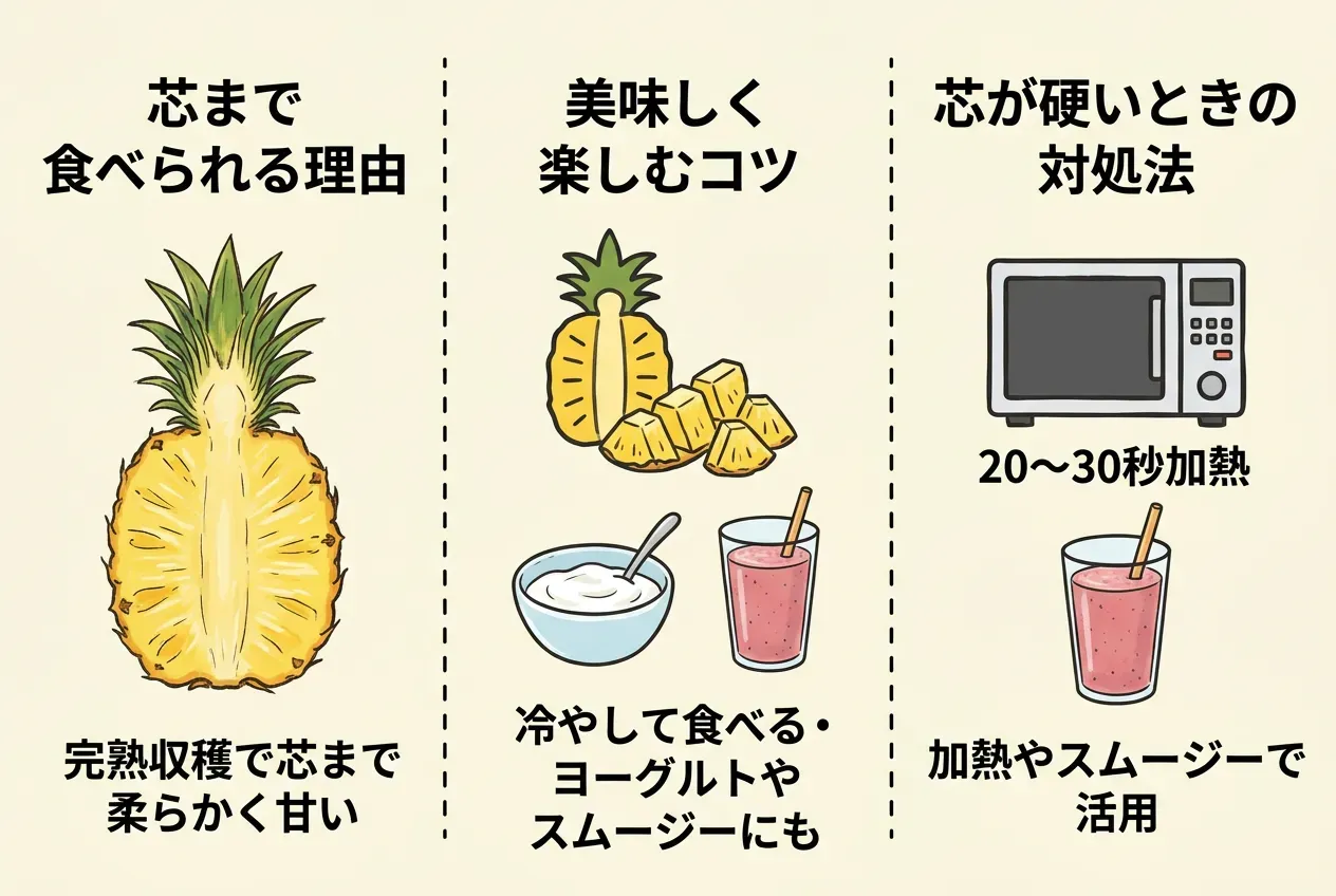 台湾パイナップルの芯の食べ方と扱い方