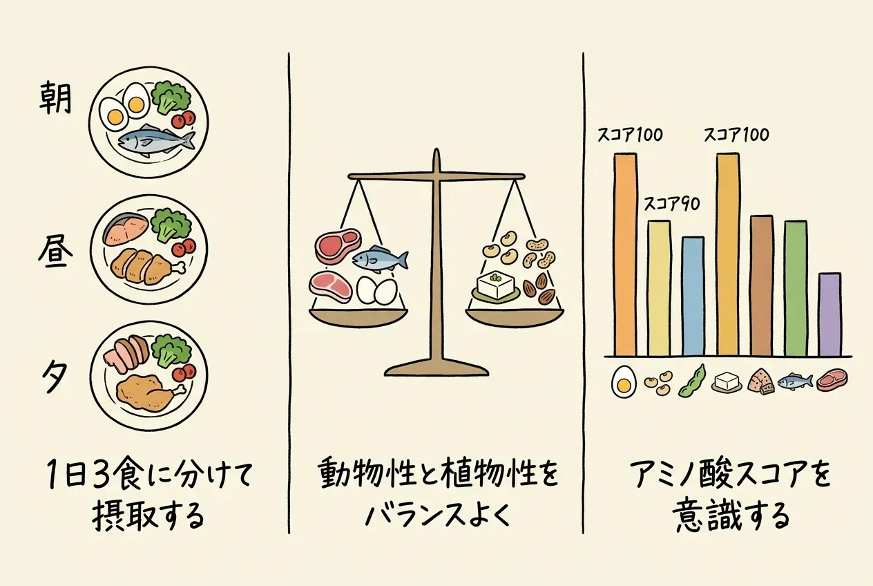 タンパク質の効果的なとり方を紹介