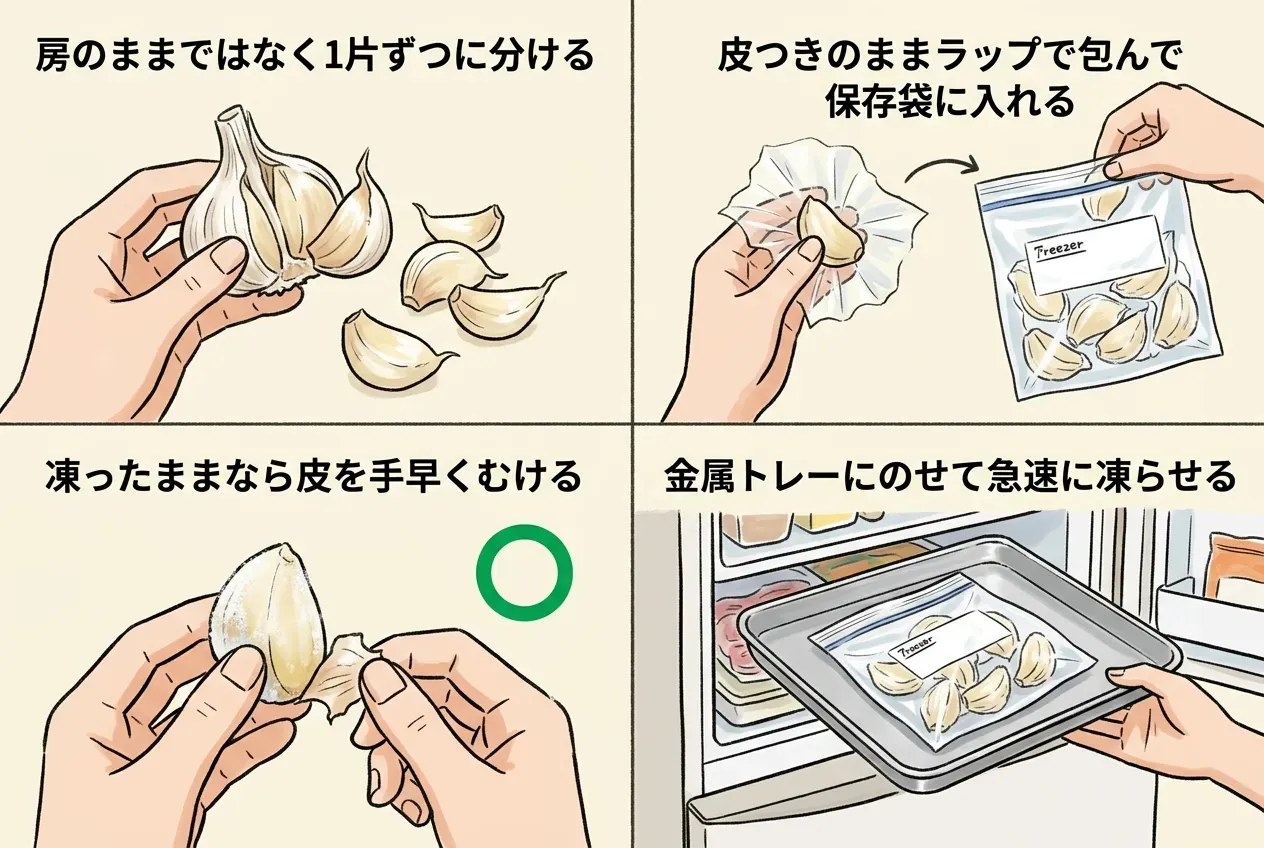 にんにくの冷凍保存方法【そのまま・皮つき】