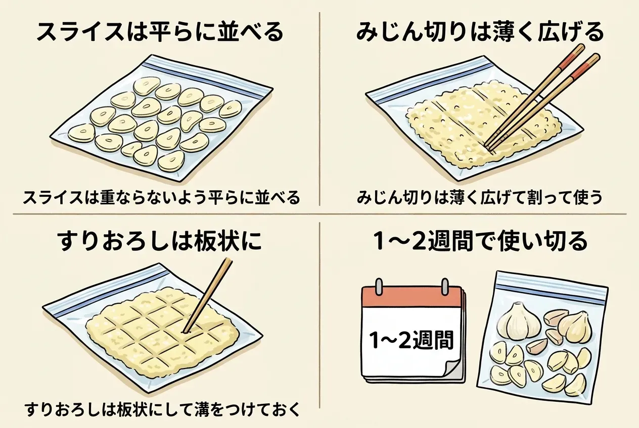 にんにくの冷凍保存方法【切ってから】