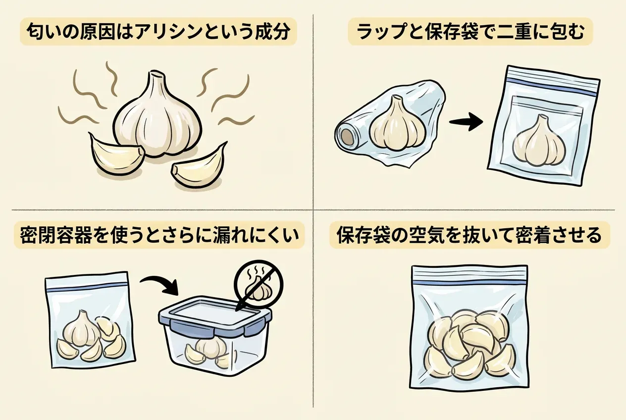 にんにくを冷凍保存するときの匂い対策