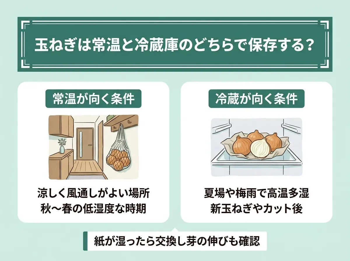 玉ねぎは常温と冷蔵庫のどちらで保存する?